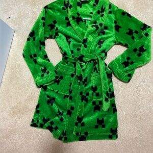 Minecraft Creeper Kids Pajama Bath Robe Size 10